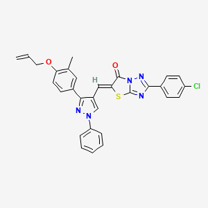 (5Z)-2-(4-chlorophenyl)-5-({3-[3-methyl-4-(prop-2-en-1-yloxy)phenyl]-1-phenyl-1H-pyrazol-4-yl}methylidene)[1,3]thiazolo[3,2-b][1,2,4]triazol-6(5H)-one