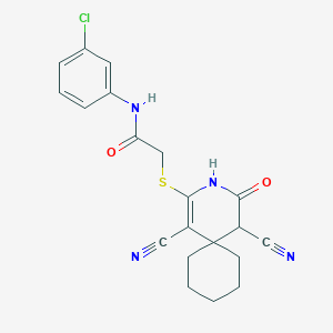 molecular formula C20H19ClN4O2S B11641203 N-(3-chlorophenyl)-2-[(1,5-dicyano-4-hydroxy-3-azaspiro[5.5]undeca-1,3-dien-2-yl)sulfanyl]acetamide 