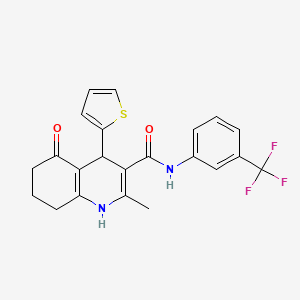 molecular formula C22H19F3N2O2S B11641225 2-Methyl-5-oxo-4-(2-thienyl)-N-[3-(trifluoromethyl)phenyl]-1,4,5,6,7,8-hexahydro-3-quinolinecarboxamide 