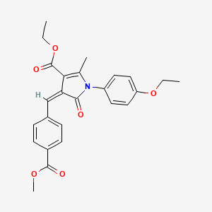 molecular formula C25H25NO6 B11641233 ethyl (4Z)-1-(4-ethoxyphenyl)-4-[4-(methoxycarbonyl)benzylidene]-2-methyl-5-oxo-4,5-dihydro-1H-pyrrole-3-carboxylate 