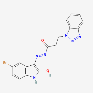 3-(1H-benzotriazol-1-yl)-N'-[(3Z)-5-bromo-2-oxo-1,2-dihydro-3H-indol-3-ylidene]propanehydrazide