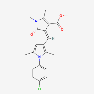 molecular formula C21H21ClN2O3 B11641246 methyl (4Z)-4-{[1-(4-chlorophenyl)-2,5-dimethyl-1H-pyrrol-3-yl]methylidene}-1,2-dimethyl-5-oxo-4,5-dihydro-1H-pyrrole-3-carboxylate 