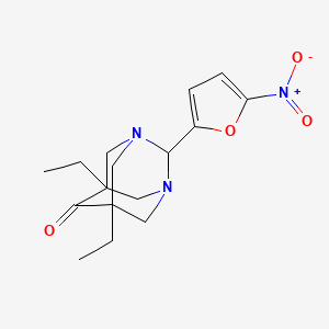 molecular formula C16H21N3O4 B11641250 5,7-Diethyl-2-(5-nitro-2-furyl)-1,3-diazatricyclo[3.3.1.1~3,7~]decan-6-one 