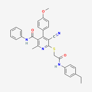 5-cyano-6-({2-[(4-ethylphenyl)amino]-2-oxoethyl}sulfanyl)-4-(4-methoxyphenyl)-2-methyl-N-phenylpyridine-3-carboxamide