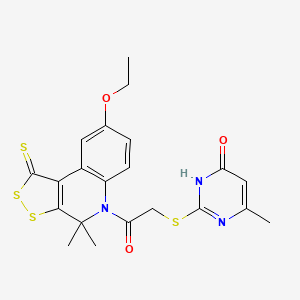 1-(8-ethoxy-4,4-dimethyl-1-thioxo-1,4-dihydro-5H-[1,2]dithiolo[3,4-c]quinolin-5-yl)-2-[(4-hydroxy-6-methylpyrimidin-2-yl)sulfanyl]ethanone