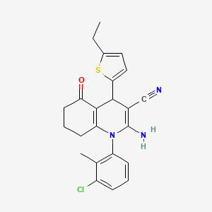 2-Amino-1-(3-chloro-2-methylphenyl)-4-(5-ethylthiophen-2-yl)-5-oxo-1,4,5,6,7,8-hexahydroquinoline-3-carbonitrile