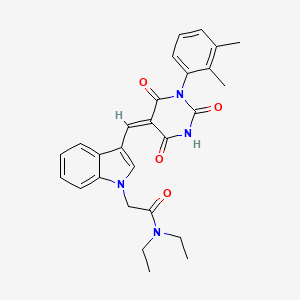 molecular formula C27H28N4O4 B11641283 2-(3-{(E)-[1-(2,3-dimethylphenyl)-2,4,6-trioxotetrahydropyrimidin-5(2H)-ylidene]methyl}-1H-indol-1-yl)-N,N-diethylacetamide 