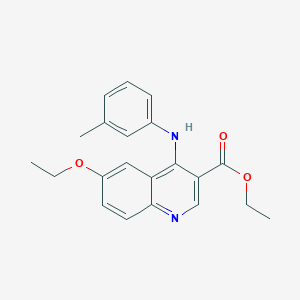 molecular formula C21H22N2O3 B11641295 Ethyl 6-ethoxy-4-[(3-methylphenyl)amino]quinoline-3-carboxylate 