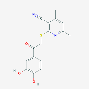 molecular formula C16H14N2O3S B11641318 2-[2-(3,4-Dihydroxyphenyl)-2-oxoethyl]sulfanyl-4,6-dimethylpyridine-3-carbonitrile 