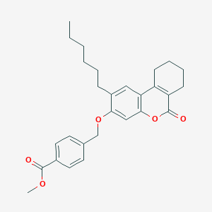 molecular formula C28H32O5 B11641343 methyl 4-{[(2-hexyl-6-oxo-7,8,9,10-tetrahydro-6H-benzo[c]chromen-3-yl)oxy]methyl}benzoate 