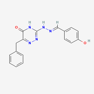 molecular formula C17H15N5O2 B11641383 6-benzyl-3-[(2E)-2-(4-hydroxybenzylidene)hydrazinyl]-1,2,4-triazin-5(2H)-one 