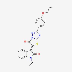 (3Z)-1-ethyl-3-[6-oxo-2-(4-propoxyphenyl)[1,3]thiazolo[3,2-b][1,2,4]triazol-5(6H)-ylidene]-1,3-dihydro-2H-indol-2-one