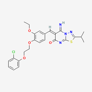 molecular formula C25H25ClN4O4S B11641400 (6Z)-6-{4-[2-(2-chlorophenoxy)ethoxy]-3-ethoxybenzylidene}-5-imino-2-(propan-2-yl)-5,6-dihydro-7H-[1,3,4]thiadiazolo[3,2-a]pyrimidin-7-one 