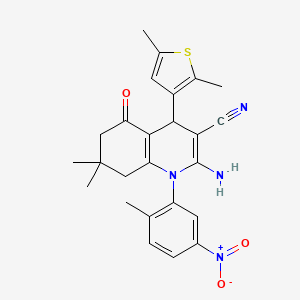 2-Amino-4-(2,5-dimethylthiophen-3-yl)-7,7-dimethyl-1-(2-methyl-5-nitrophenyl)-5-oxo-1,4,5,6,7,8-hexahydroquinoline-3-carbonitrile