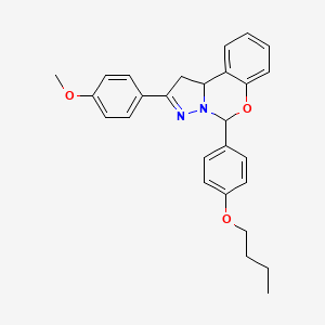 molecular formula C27H28N2O3 B11641427 5-(4-Butoxyphenyl)-2-(4-methoxyphenyl)-1,10b-dihydropyrazolo[1,5-c][1,3]benzoxazine 