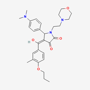 molecular formula C29H37N3O5 B11641438 5-[4-(dimethylamino)phenyl]-3-hydroxy-4-[(3-methyl-4-propoxyphenyl)carbonyl]-1-[2-(morpholin-4-yl)ethyl]-1,5-dihydro-2H-pyrrol-2-one 