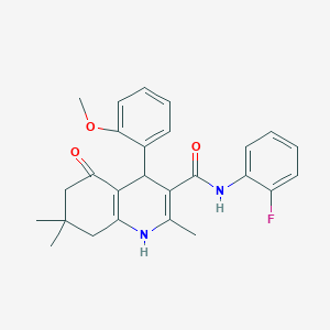 N-(2-Fluorophenyl)-4-(2-methoxyphenyl)-2,7,7-trimethyl-5-oxo-1,4,5,6,7,8-hexahydro-3-quinolinecarboxamide