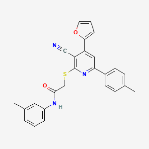 2-{[3-cyano-4-(furan-2-yl)-6-(4-methylphenyl)pyridin-2-yl]sulfanyl}-N-(3-methylphenyl)acetamide