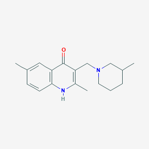 molecular formula C18H24N2O B11641494 2,6-Dimethyl-3-[(3-methylpiperidin-1-yl)methyl]quinolin-4-ol 