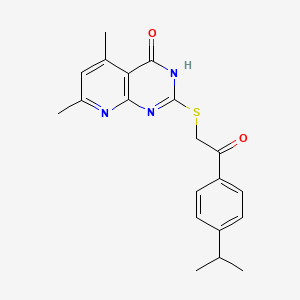 Ethanone, 2-(4-hydroxy-5,7-dimethylpyrido[2,3-d]pyrimidin-2-ylsulfanyl)-1-(4-isopropylphenyl)-