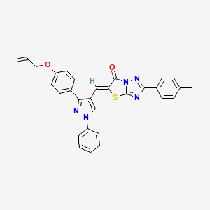 molecular formula C30H23N5O2S B11641561 (5Z)-5-({3-[4-(allyloxy)phenyl]-1-phenyl-1H-pyrazol-4-yl}methylene)-2-(4-methylphenyl)[1,3]thiazolo[3,2-b][1,2,4]triazol-6(5H)-one 