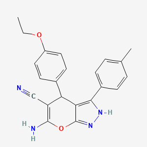 molecular formula C22H20N4O2 B11641572 6-Amino-4-(4-ethoxyphenyl)-3-(4-methylphenyl)-1,4-dihydropyrano[2,3-c]pyrazole-5-carbonitrile 