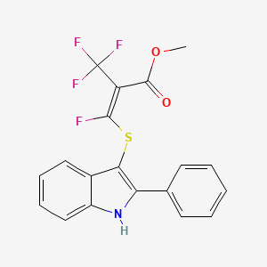 molecular formula C19H13F4NO2S B11641580 3-Fluoro-3-(2-phenyl-1H-indol-3-ylsulfanyl)-2-trifluoromethyl-acrylic acid methyl ester 