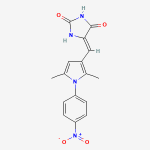 molecular formula C16H14N4O4 B11641585 (5Z)-5-{[2,5-dimethyl-1-(4-nitrophenyl)-1H-pyrrol-3-yl]methylidene}imidazolidine-2,4-dione 