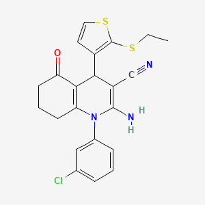 molecular formula C22H20ClN3OS2 B11641606 2-Amino-1-(3-chlorophenyl)-4-(2-(ethylthio)thiophen-3-yl)-5-oxo-1,4,5,6,7,8-hexahydroquinoline-3-carbonitrile CAS No. 476483-51-9