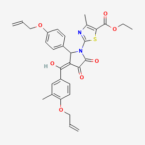 molecular formula C31H30N2O7S B11641613 ethyl 2-(3-hydroxy-4-{[3-methyl-4-(prop-2-en-1-yloxy)phenyl]carbonyl}-2-oxo-5-[4-(prop-2-en-1-yloxy)phenyl]-2,5-dihydro-1H-pyrrol-1-yl)-4-methyl-1,3-thiazole-5-carboxylate 