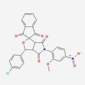 3-(4-chlorophenyl)-5-(2-methoxy-4-nitrophenyl)-3a,6a-dihydrospiro[furo[3,4-c]pyrrole-1,2'-indene]-1',3',4,6(3H,5H)-tetrone