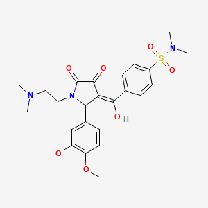 molecular formula C25H31N3O7S B11641671 4-({2-(3,4-dimethoxyphenyl)-1-[2-(dimethylamino)ethyl]-4-hydroxy-5-oxo-2,5-dihydro-1H-pyrrol-3-yl}carbonyl)-N,N-dimethylbenzenesulfonamide 