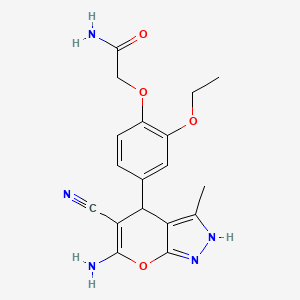 2-[4-(6-Amino-5-cyano-3-methyl-1,4-dihydropyrano[2,3-c]pyrazol-4-yl)-2-ethoxyphenoxy]acetamide