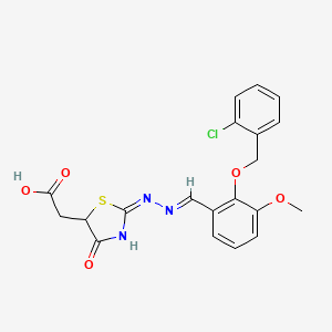 molecular formula C20H18ClN3O5S B11641695 {(2E)-2-[(2E)-{2-[(2-chlorobenzyl)oxy]-3-methoxybenzylidene}hydrazinylidene]-4-oxo-1,3-thiazolidin-5-yl}acetic acid 