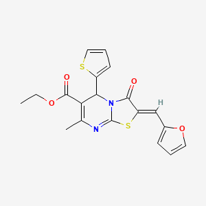 molecular formula C19H16N2O4S2 B11641701 ethyl (2Z)-2-(2-furylmethylene)-7-methyl-3-oxo-5-thien-2-yl-2,3-dihydro-5H-[1,3]thiazolo[3,2-a]pyrimidine-6-carboxylate 