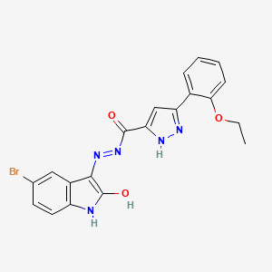 N'-[(3Z)-5-bromo-2-oxo-1,2-dihydro-3H-indol-3-ylidene]-5-(2-ethoxyphenyl)-1H-pyrazole-3-carbohydrazide