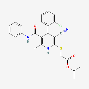 molecular formula C25H24ClN3O3S B11641741 Propan-2-yl {[4-(2-chlorophenyl)-3-cyano-6-methyl-5-(phenylcarbamoyl)-1,4-dihydropyridin-2-yl]sulfanyl}acetate 