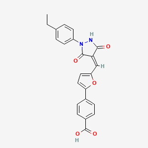 4-(5-{(Z)-[1-(4-ethylphenyl)-3,5-dioxopyrazolidin-4-ylidene]methyl}furan-2-yl)benzoic acid