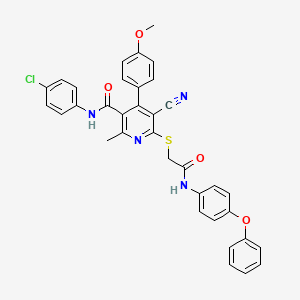 molecular formula C35H27ClN4O4S B11641770 N-(4-chlorophenyl)-5-cyano-4-(4-methoxyphenyl)-2-methyl-6-({2-oxo-2-[(4-phenoxyphenyl)amino]ethyl}sulfanyl)pyridine-3-carboxamide 