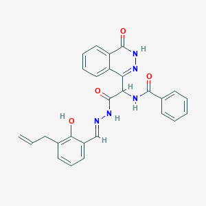 molecular formula C27H23N5O4 B11641807 N-({N'-[(E)-[2-Hydroxy-3-(prop-2-EN-1-YL)phenyl]methylidene]hydrazinecarbonyl}(4-hydroxyphthalazin-1-YL)methyl)benzamide 