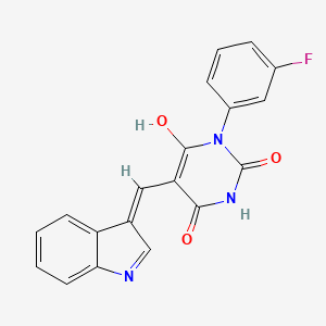 (5E)-1-(3-fluorophenyl)-5-(1H-indol-3-ylmethylidene)-1,3-diazinane-2,4,6-trione