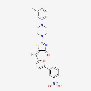 molecular formula C25H22N4O4S B11641868 (5E)-2-[4-(3-methylphenyl)piperazin-1-yl]-5-{[5-(3-nitrophenyl)furan-2-yl]methylidene}-1,3-thiazol-4(5H)-one 