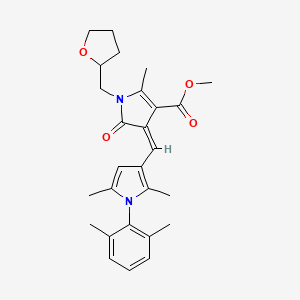 molecular formula C27H32N2O4 B11641875 methyl (4Z)-4-{[1-(2,6-dimethylphenyl)-2,5-dimethyl-1H-pyrrol-3-yl]methylidene}-2-methyl-5-oxo-1-(tetrahydrofuran-2-ylmethyl)-4,5-dihydro-1H-pyrrole-3-carboxylate 