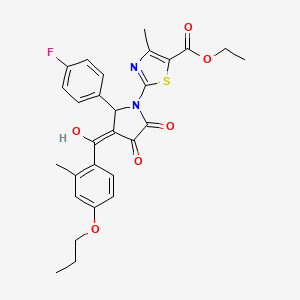 ethyl 2-[2-(4-fluorophenyl)-4-hydroxy-3-(2-methyl-4-propoxybenzoyl)-5-oxo-2,5-dihydro-1H-pyrrol-1-yl]-4-methyl-1,3-thiazole-5-carboxylate