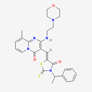 9-methyl-2-[(2-morpholin-4-ylethyl)amino]-3-{(Z)-[4-oxo-3-(1-phenylethyl)-2-thioxo-1,3-thiazolidin-5-ylidene]methyl}-4H-pyrido[1,2-a]pyrimidin-4-one