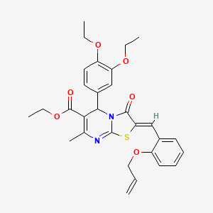 Ethyl (2Z)-5-(3,4-diethoxyphenyl)-7-methyl-3-oxo-2-{[2-(prop-2-EN-1-yloxy)phenyl]methylidene}-2H,3H,5H-[1,3]thiazolo[3,2-A]pyrimidine-6-carboxylate