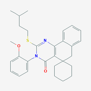 molecular formula C29H34N2O2S B11641959 3-(2-Methoxyphenyl)-2-[(3-methylbutyl)sulfanyl]-4,6-dihydro-3H-spiro[benzo[H]quinazoline-5,1'-cyclohexan]-4-one 