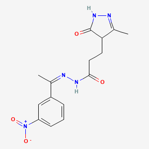 molecular formula C15H17N5O4 B11642009 3-(3-Methyl-5-oxo-4,5-dihydro-1H-pyrazol-4-YL)-N'-[(1Z)-1-(3-nitrophenyl)ethylidene]propanehydrazide 