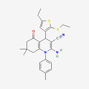 2-Amino-4-[5-ethyl-2-(ethylsulfanyl)-3-thienyl]-7,7-dimethyl-1-(4-methylphenyl)-5-oxo-1,4,5,6,7,8-hexahydro-3-quinolinecarbonitrile