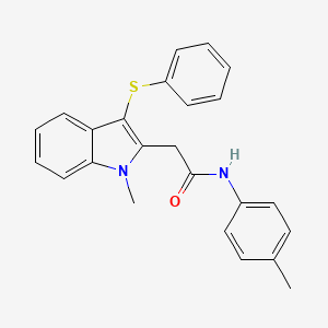 molecular formula C24H22N2OS B11642015 N-(4-methylphenyl)-2-[1-methyl-3-(phenylsulfanyl)-1H-indol-2-yl]acetamide 